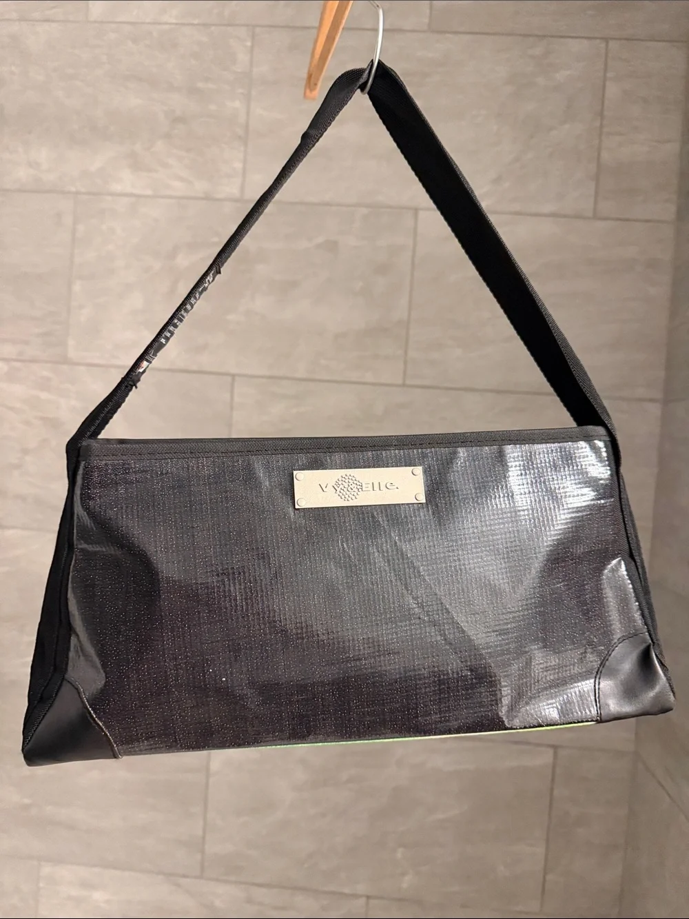 VY & ELLE Upcycled Billboard Vinyl Cache shoulder handbag